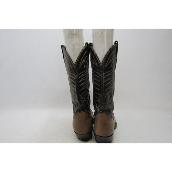 TONY LAMA Gold Label Mens Size 9 D Two Toned Brown Leather Cap Toe Cowboy Boots main image 4
